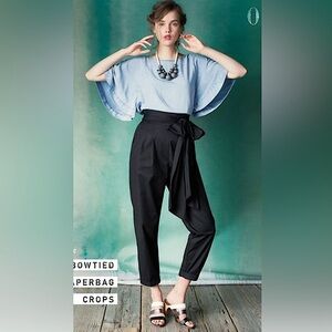 Anthropologie Cartonnier Black Pleated Kingsley Trouser Pants Size 6